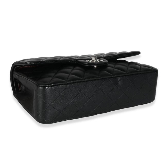 Black Black Quilted Lambskin Medium Classic Double Flap Bag For Sale - Image 8 of 8