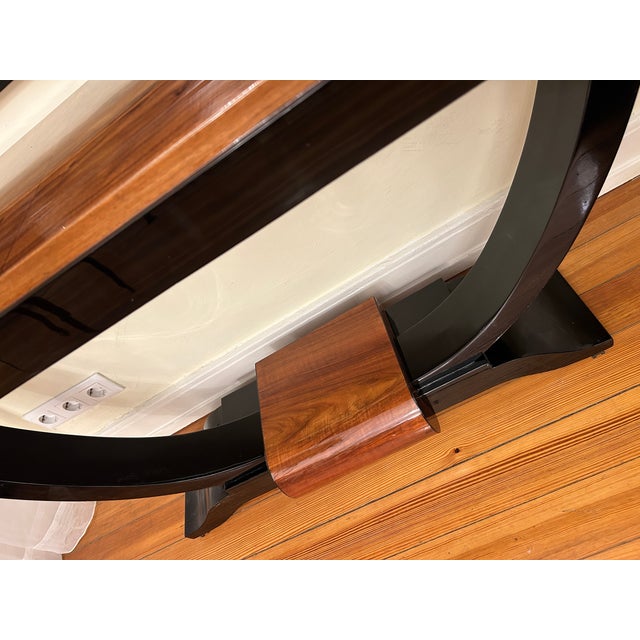 Wood Art Deco Console in Walnut Veneer and Black High-Gloss Lacquer, 1920s For Sale - Image 7 of 9