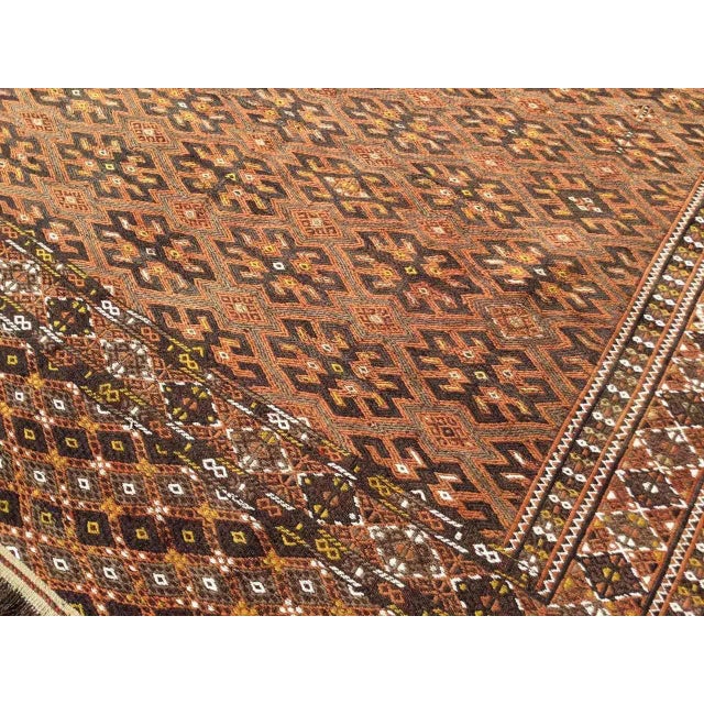 1950s Vintage Brown Soumak Kilim Rug, 142" X 79" For Sale - Image 9 of 11