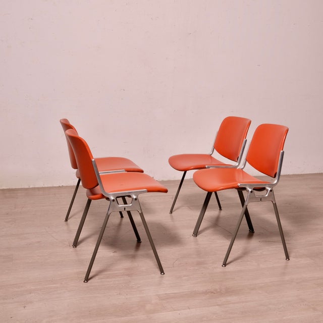 LDSC 106 Chairs in Leather by Giancarlo Pirretti for Jec Castelli, 1970s, Set of 4 For Sale - Image 9 of 18