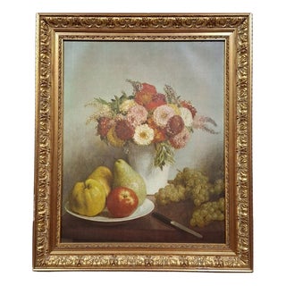 After Henri Fantin-Latour, Still Life with Flowers and Fruit, 1970s, Oil on Canvas For Sale