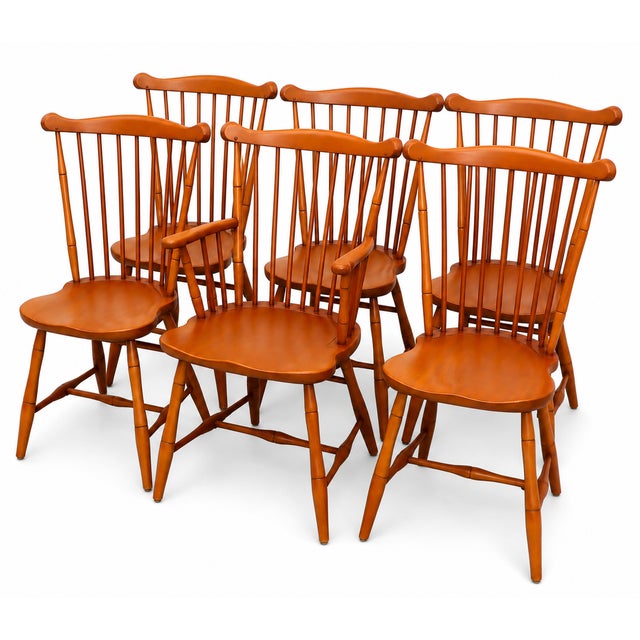 Authentic Stickley Sold Wood 6 Spindle-Back Windsor Chairs For Sale - Image 13 of 18