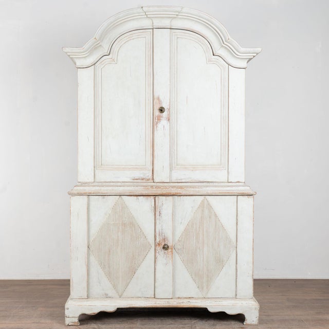Gustavian (Swedish) 19th Century Swedish Gustavian Pine Wedding Cabinet in Gray Painted Finish For Sale - Image 3 of 16
