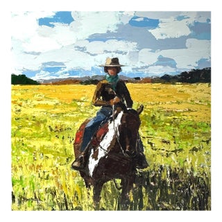 "Ochre Fields" Modern Original Oil Painting, by Jennifer Hohlfelder For Sale