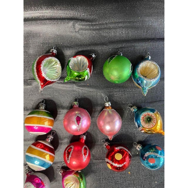 Vintage 14 Small Mercury Glass Santa Land Christmas Tree Ornaments - Poland Santa land box , great condition Measure...