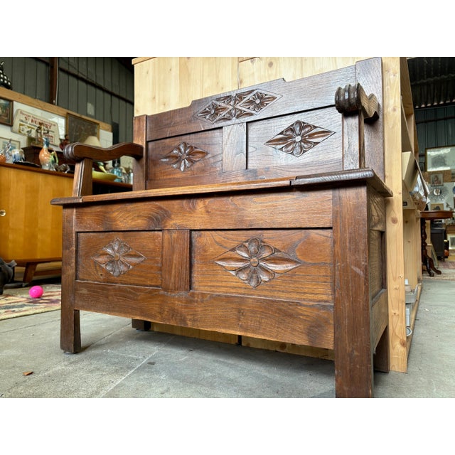 Chest Bench in Carved Wood For Sale - Image 11 of 15