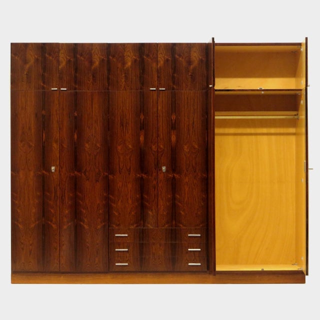 1960s Large Vintage Wardrobe with Drawers in Rosewood, 1960s For Sale - Image 5 of 12
