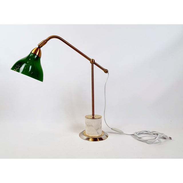 Vintage Brass and Marble Table Lamp from Hustadt Leuchten Arnsberg, 1980s, in Flawless conditions. Designed 1980 to 1989...