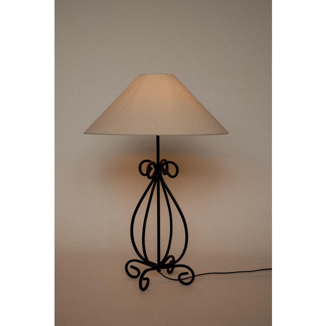 Large Scrollwork Metal Table Lamp, in Very Good conditions. Designed 1970 to 1979 European Plug (up to 250V).The wiring of...