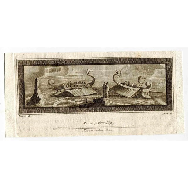 Vincenzo Aloja, Ancient Roman Fresco/Naval Battle, Original Etching, 18th Century For Sale
