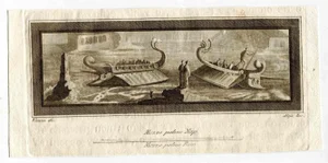Vincenzo Aloja, Ancient Roman Fresco/Naval Battle, Original Etching, 18th Century