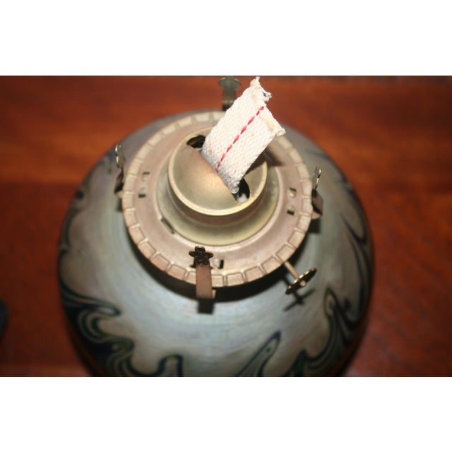 Vintage Art Nouveau Style Oil Lamp For Sale - Image 9 of 10