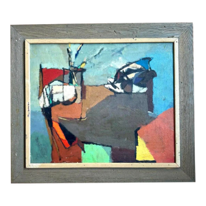 Vintage Boho Abstract Painting Oil on Canvas
