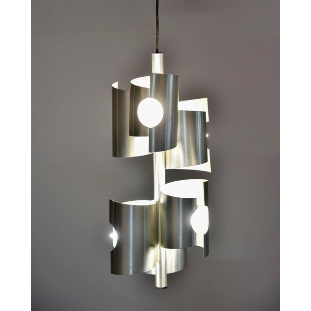 1960s Mid Century Italian Aluminum 6 Light Fixture For Sale - Image 5 of 13