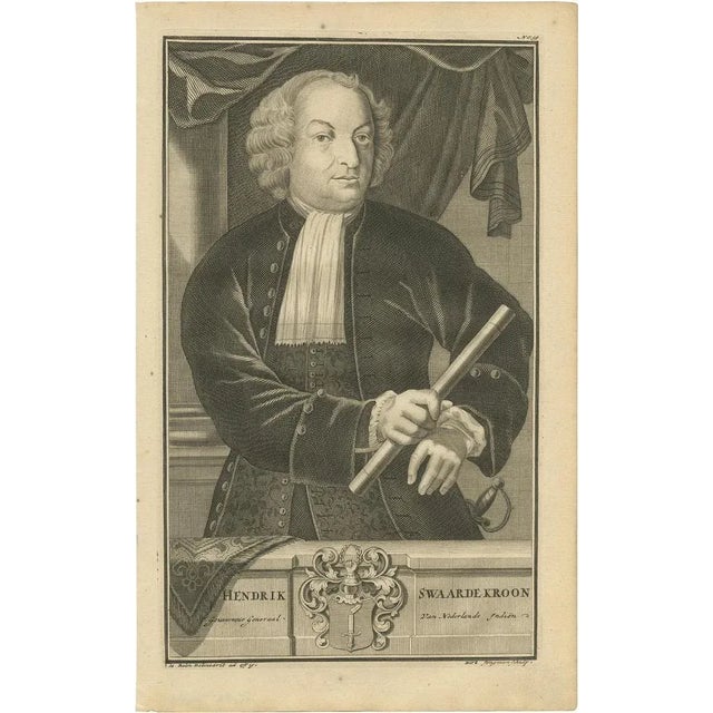 Valentijn, Portrait of Hendrick Zwaardecroon, Governor-General of the Dutch East Indies, 1726, Print For Sale - Image 6 of 6