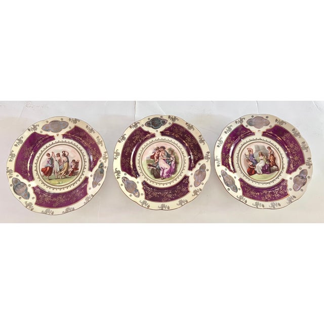 Traditional Antique Royal Vienna Style 6.5" Porcelain Cabinet Plates - Set of 3 For Sale - Image 3 of 12