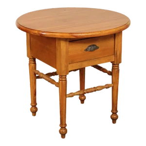 Eddy West Round Pine One Drawer Side Table