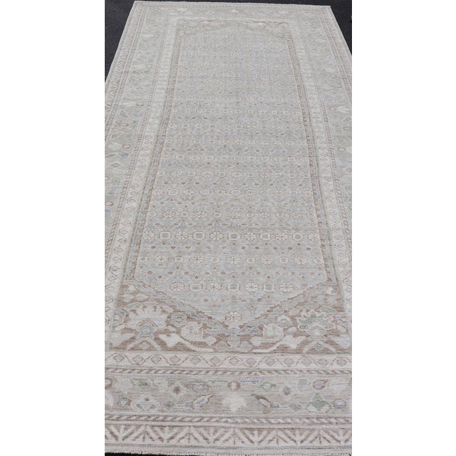 Early 21st Century Gallery Runner With Soft Green, Ivory, L. Blue, Brown, Taupe 5'4 X 15' For Sale - Image 5 of 11