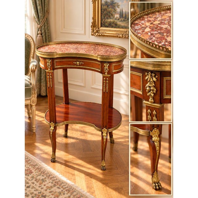 19th Century Louis XV Transition Mahogany Kidney Console Table For Sale - Image 11 of 14