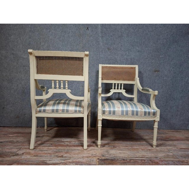 Wood Louis XVI Cane Armchairs, 1880s For Sale - Image 7 of 10