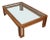 Large Custom Billy Baldwin Oak and Glass Cocktail Table For Sale