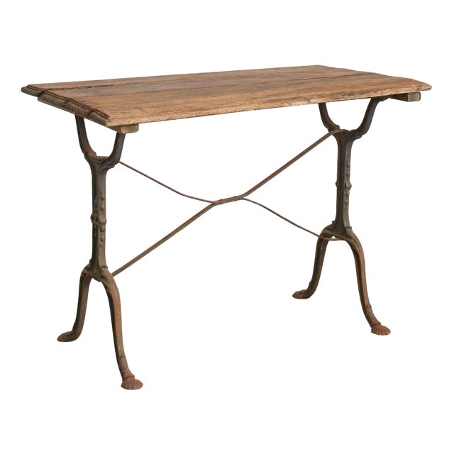 Antique French Cast Iron Garden Bistro Table, 1890s For Sale