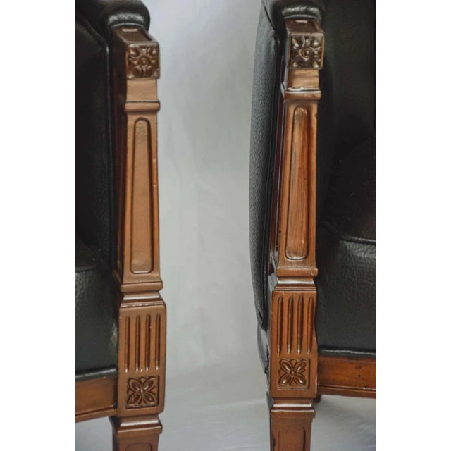 Black Mid Century Modern Hollywood Regency High Back Armchairs - a Pair For Sale - Image 8 of 13