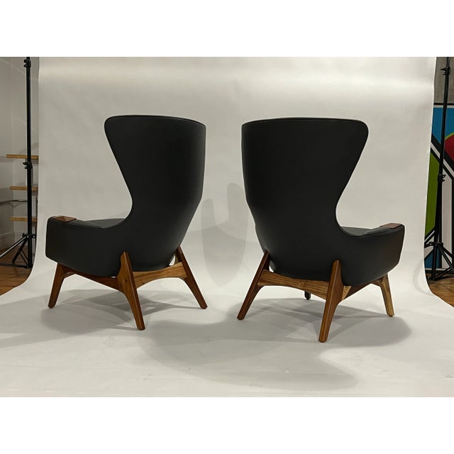 Wood Adrian Pearsall Wing Chairs Model 2231-C, Pair For Sale - Image 7 of 12