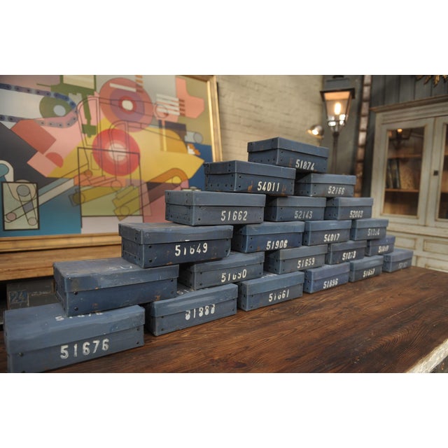 French Bank Ingot Boxes in Blue, 1940s, Set of 7 For Sale - Image 9 of 14