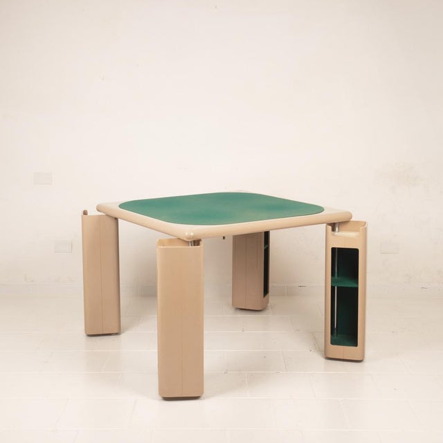Wood Lacquered Wood and Green Felt Game Table by Pierluigi Molinari for Pozzi, 1970s For Sale - Image 7 of 18