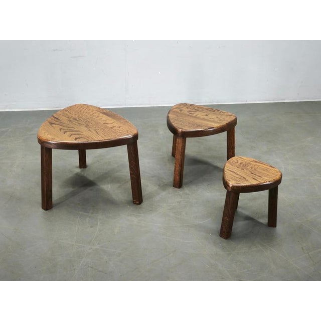 Wood Mid-Century Modern Oak Nesting Tables, 1960s, Set of 3 For Sale - Image 7 of 11