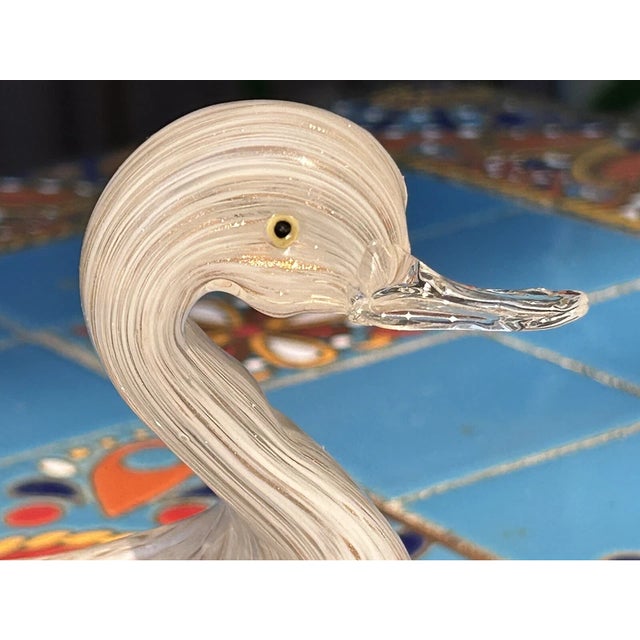 1990s Vintage Murano Art Glass Swan Figurine Bowl Candy Dish W Gold Flecks For Sale - Image 5 of 6