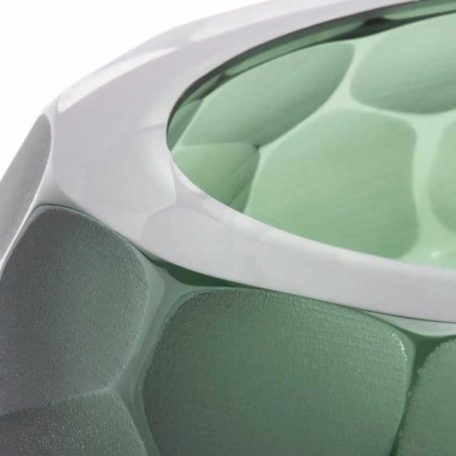 Glass Hand-Blown Modern Murano Bowl in Eucalyptus Green Medium For Sale - Image 7 of 9