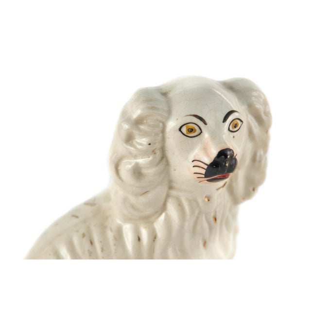 Antique Victorian White Staffordshire Dogs, 1890, Set of 2 For Sale - Image 3 of 6