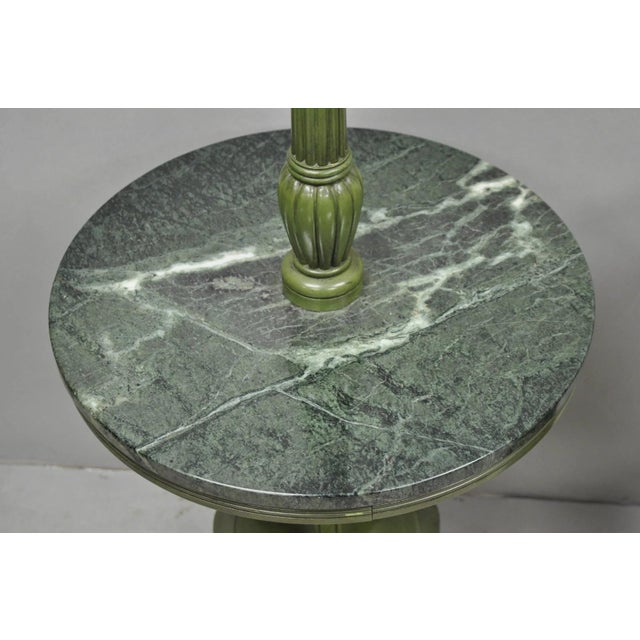 Mid 20th Century Hollywood Regency Tommi Parzinger Style Green Marble End Table Floor Lamp - Pair For Sale - Image 4 of 18