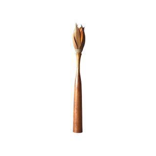 Solid Wood 'Flame' Floor Lamp. For Sale