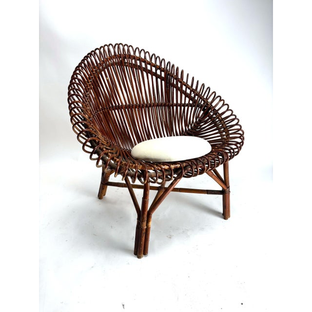 Mid-Century Italian Bamboo Shell Armchair, 1950s For Sale - Image 3 of 10