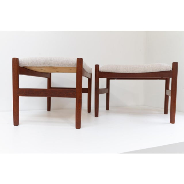 Danish Modern Teak and Wool Ottomans by Hugo Frandsen for Spøttrup, 1960s, Set of 2 For Sale - Image 18 of 18