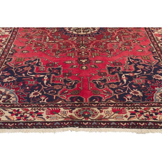 Vintage Red Persian Hamadan Rug - 04'06 X 06'09 For Sale - Image 4 of 10