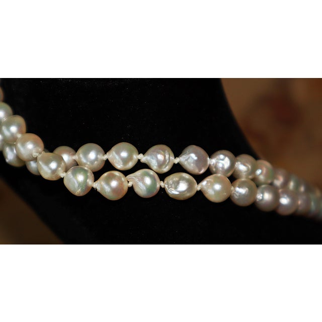 1970s Opera Strand Semi Baroque Pearls, 36" For Sale - Image 9 of 16