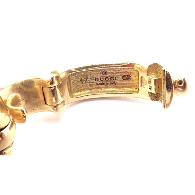Gold Gucci Equestrian Yellow Gold Large Horsebit Link Bracelet For Sale - Image 8 of 11