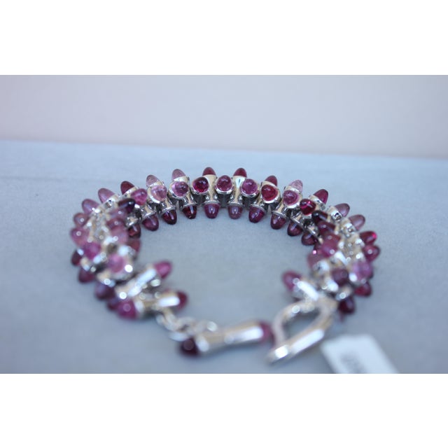 Metal Tamara Commoli Pink Tourmaline Rubellite Mikado 18k White Gold Unique Bracelet For Sale - Image 7 of 18