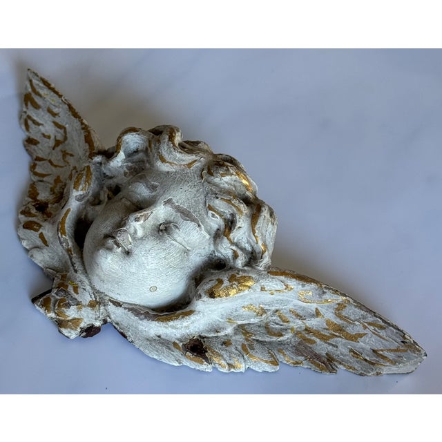 Angel Head Hand Carved Wall Plaque For Sale - Image 10 of 12