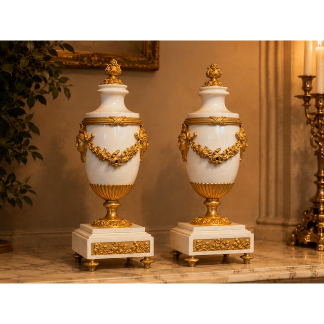 1855 French Louis XVI Marble Ormolu Clock Set - 3 PCS For Sale - Image 10 of 18
