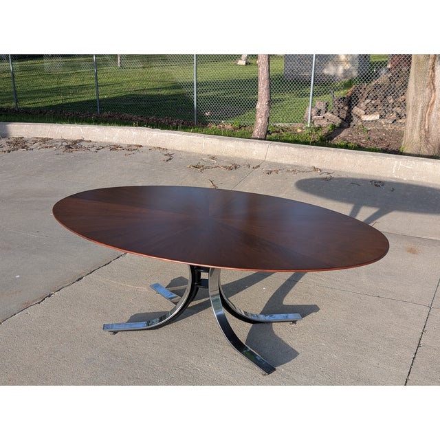 Wood 1970s Walnut Starburst Oval Dining Table by Osvaldo Borsani for Stow Davis For Sale - Image 7 of 18