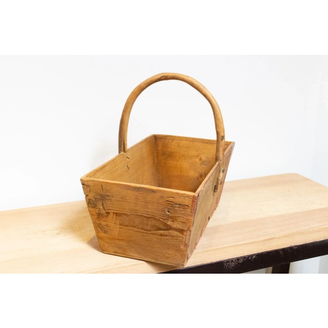 Antique Stripped Wood English Basket For Sale - Image 4 of 6