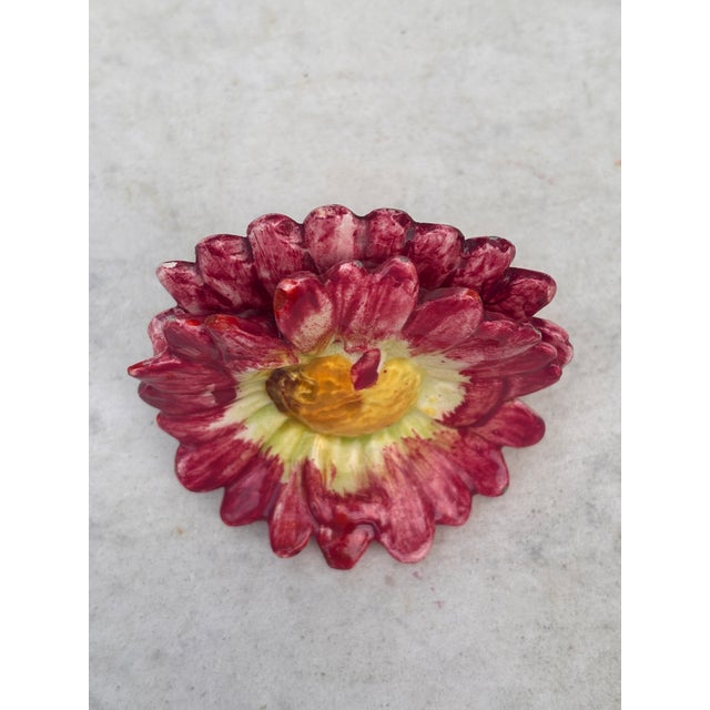 Delphin Massier French Majolica Red Daisy Card Holder Delphin Massier, Circa 1890 For Sale - Image 4 of 8