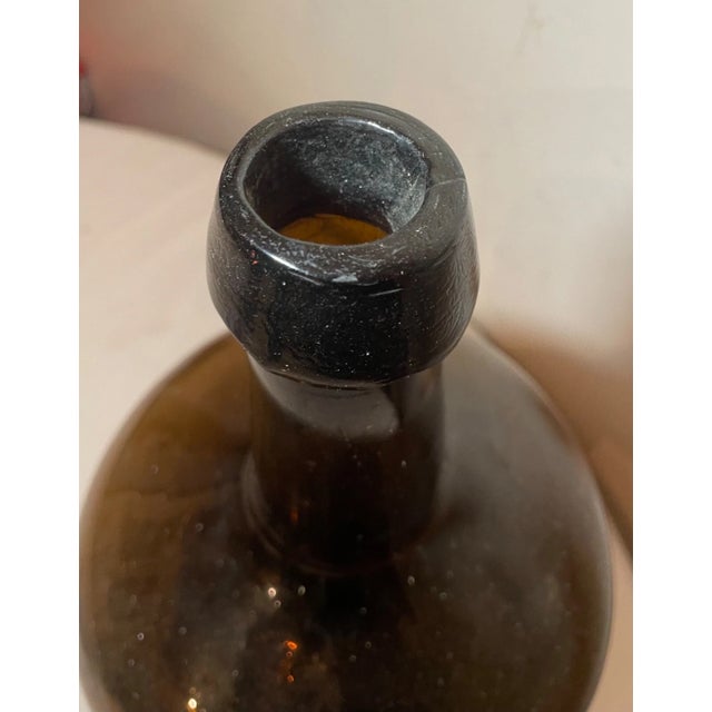 Bottle Green Large Rare Antique 1800's Hand Blown Green Glass Demijohn Carboy Wine Bottle Jar For Sale - Image 8 of 9