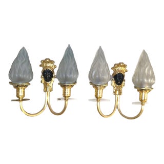 1960's French Regency Gilt and Patinated Bronze Wall Sconce Maison Bagues a - Pair For Sale
