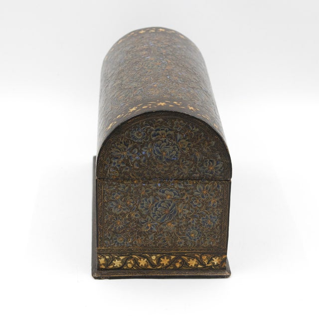 Mid 19th Century Indian Kashmiri Lacquered Polychrome Domed Stationery Box For Sale In San Francisco - Image 6 of 13